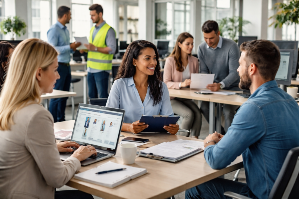 Irodai munkaerő-kölcsönzés folyamata a Jobtain megoldása munkaerő-hiányra.