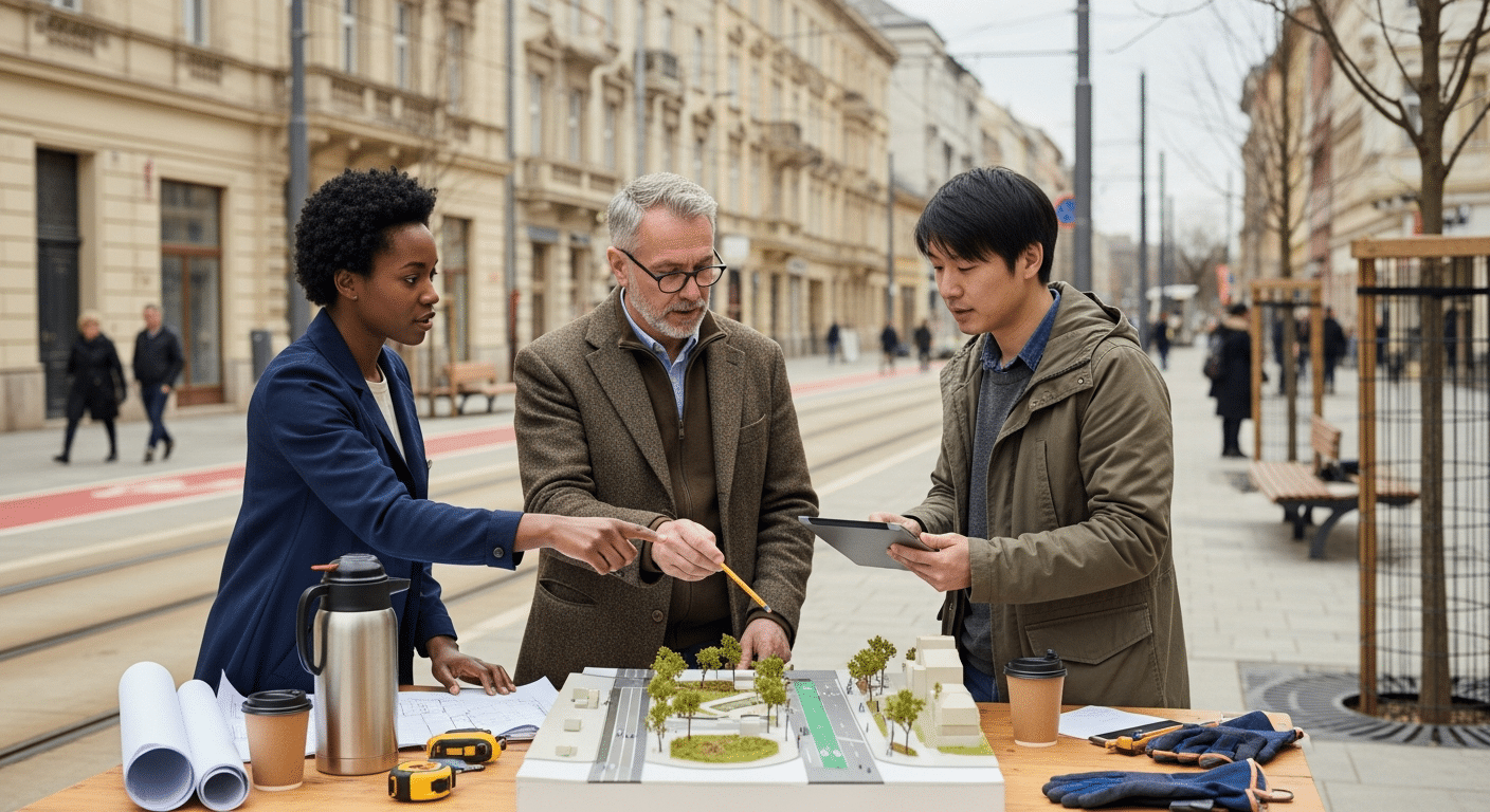 városfejlesztési módszertan: szakemberek városmakett elemzése rehabilitált téren